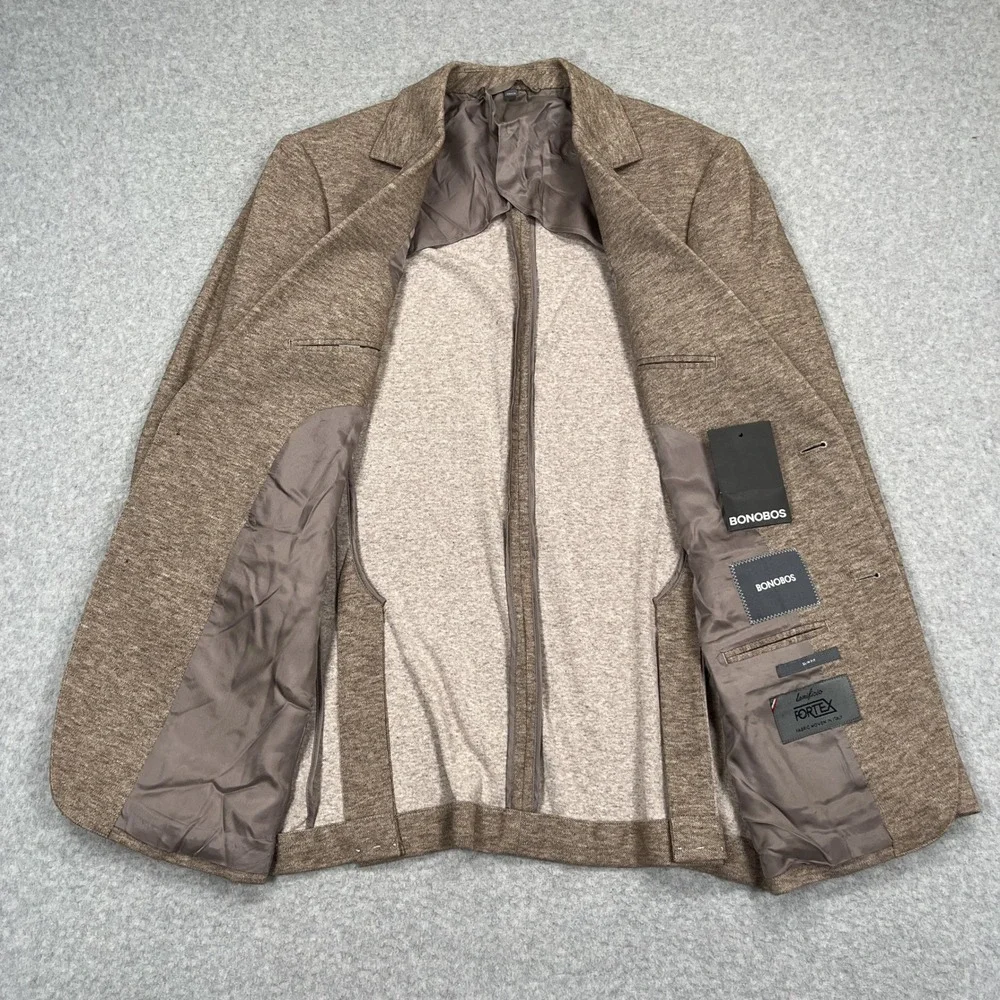 Bonobos Jetsetter Knit Blazer Mens 38R Oatmeal Slim Fit Lanificio Fortex Sport